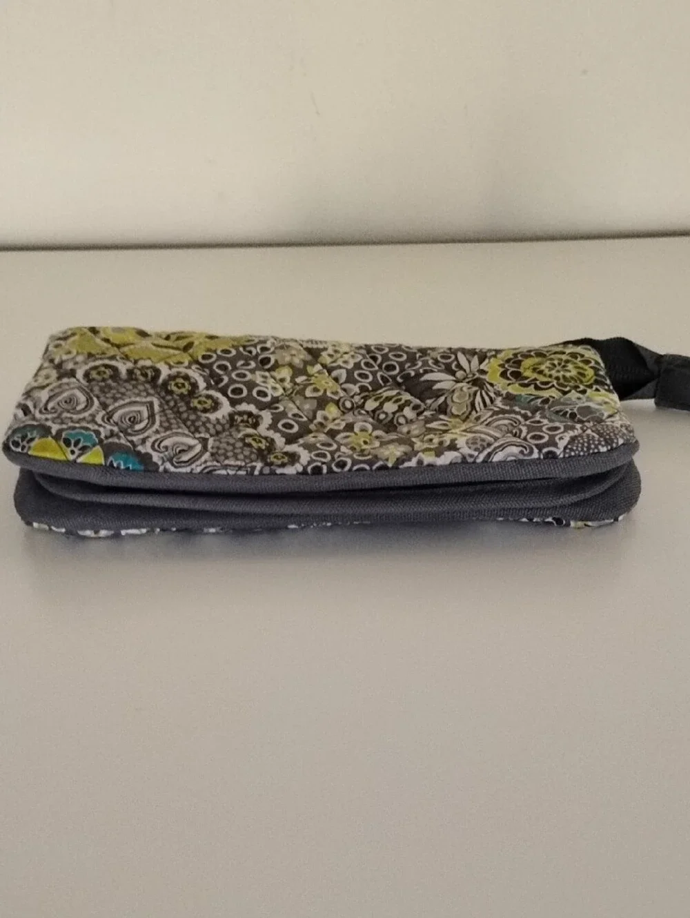 Studio C Floral Quilted Zip Pouch - Gray, Teal & Lime
